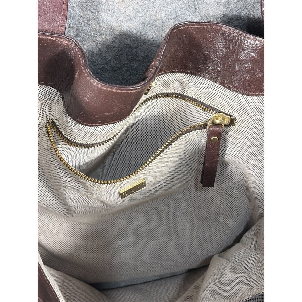 Diane von Furstenberg Addison Burgundy Ostrich Embroidered Leather Tote - Picture 10 of 13